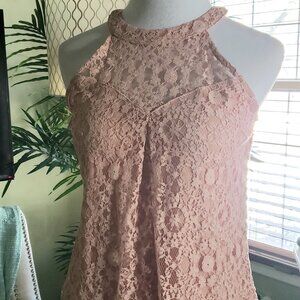Peach Lace Lined Halter Top